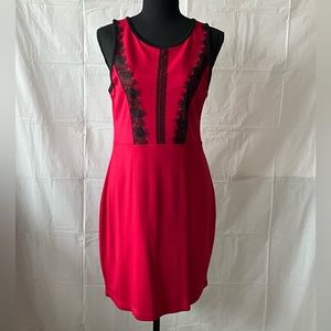 Red with Black Lace Dress
